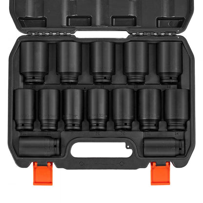 1/2ZTT4 - 14-Piece Impact Socket Set for Axle Nuts and Bolts