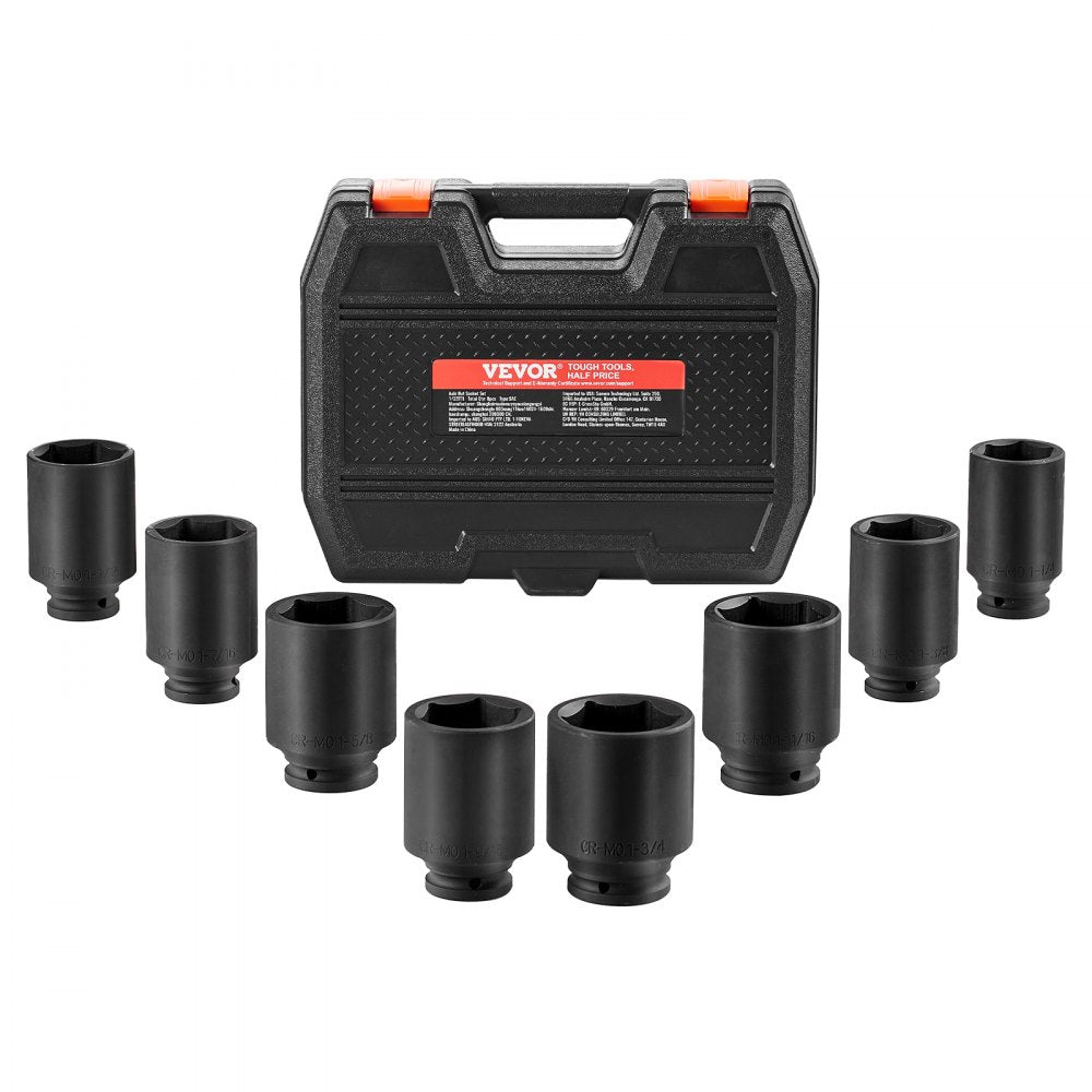 1/2ZTT1 - 8-Piece CR-MO Axle Nut Socket Set with 6-Point Design