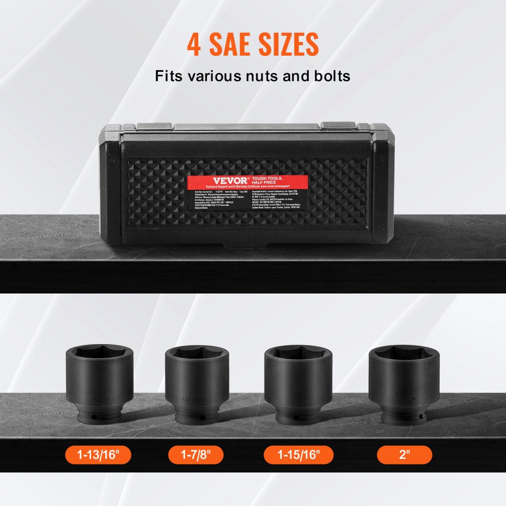 1/2ZTT2 - 4-Piece 1/2" Drive Socket Set in CR-MO Steel