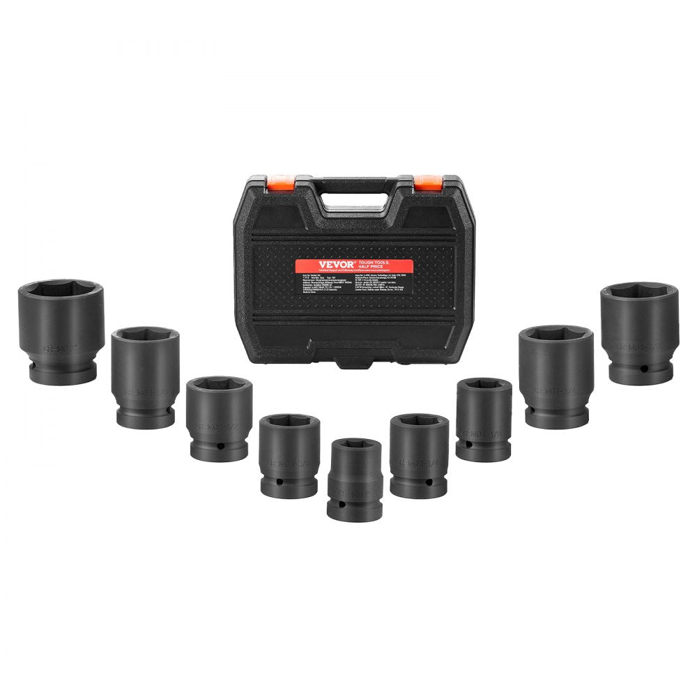 1"ZTT8 - 9PCS VEVOR 6-Point Axle Nut Socket Set in Storage Case