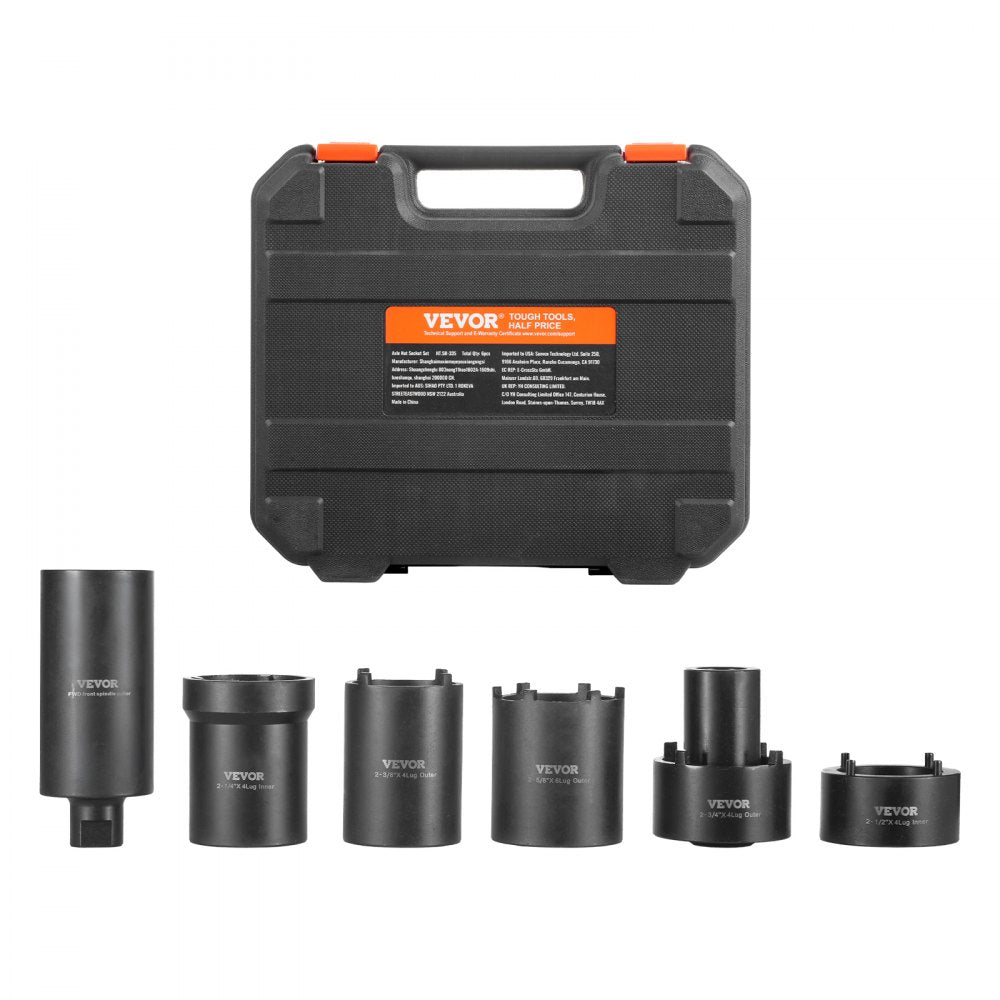 HT.SR-335 - VEVOR 1/2" Drive 6-Piece Spindle Nut Socket Set with Toolbox