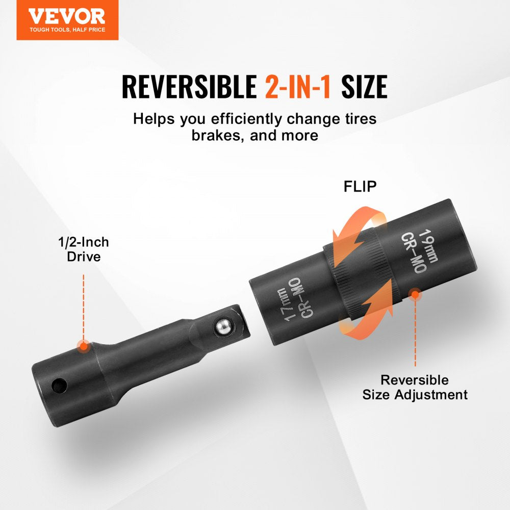 1/2ZTT9 - VEVOR 1/2" Lug Nut Socket Set with 3" Extension