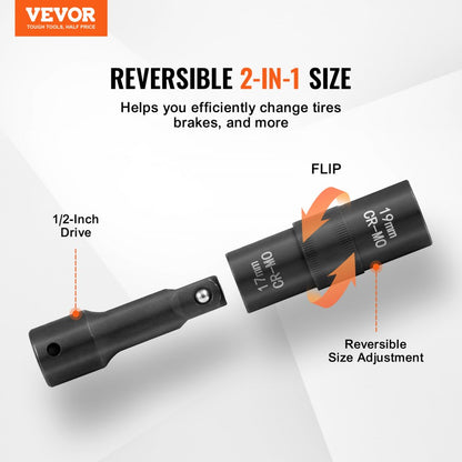 1/2ZTT9 - VEVOR 1/2" Lug Nut Socket Set with 3" Extension