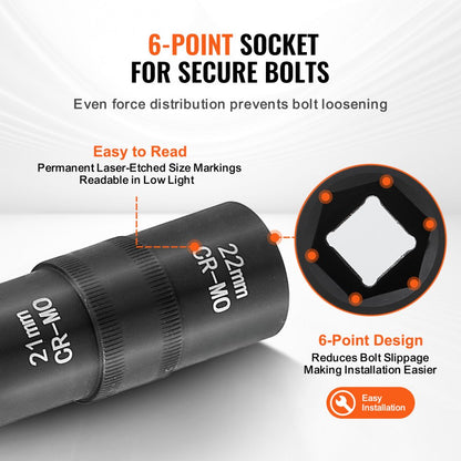 1/2ZTT9 - VEVOR 1/2" Lug Nut Socket Set with 3" Extension