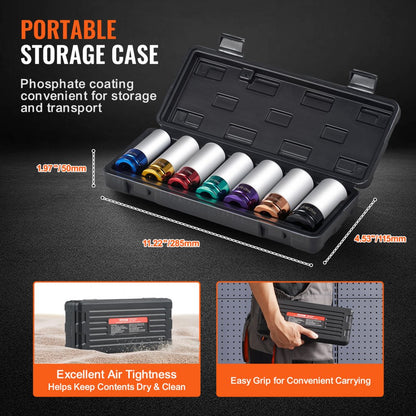 1/2ZTT11 - 7-Piece 1/2" Deep Impact Socket Set in CR-MO Steel