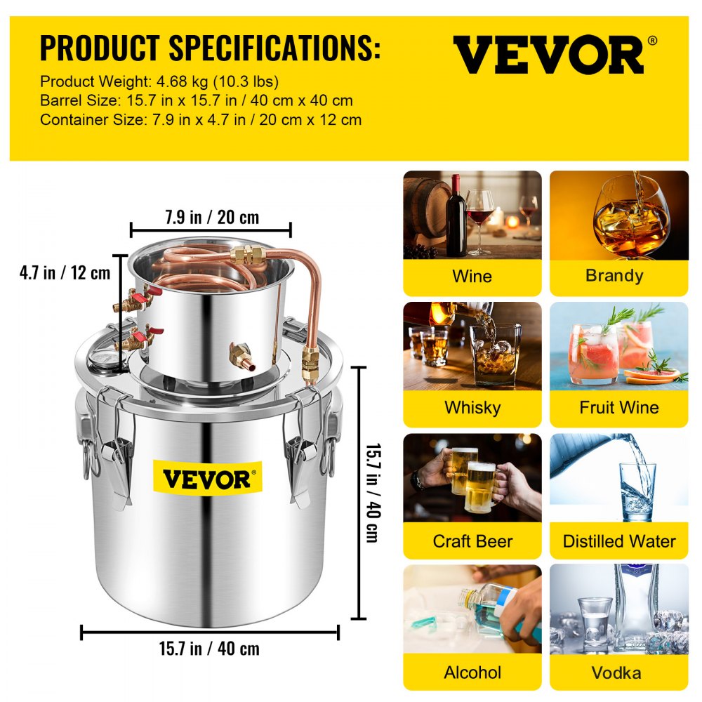 VV-AD-50L - Premium 13.2Gal Distillery Kit for Wine, Brandy & Essential Oils