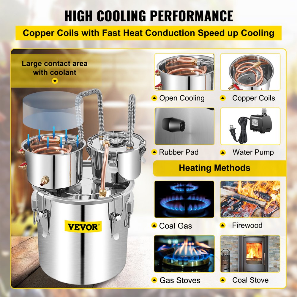 VV-DAD-50L - 13.2 Gal Stainless Steel Alcohol Distiller for Beginners & Experts