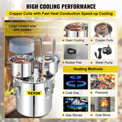 VV-DAD-50L - 13.2 Gal Stainless Steel Alcohol Distiller for Beginners & Experts