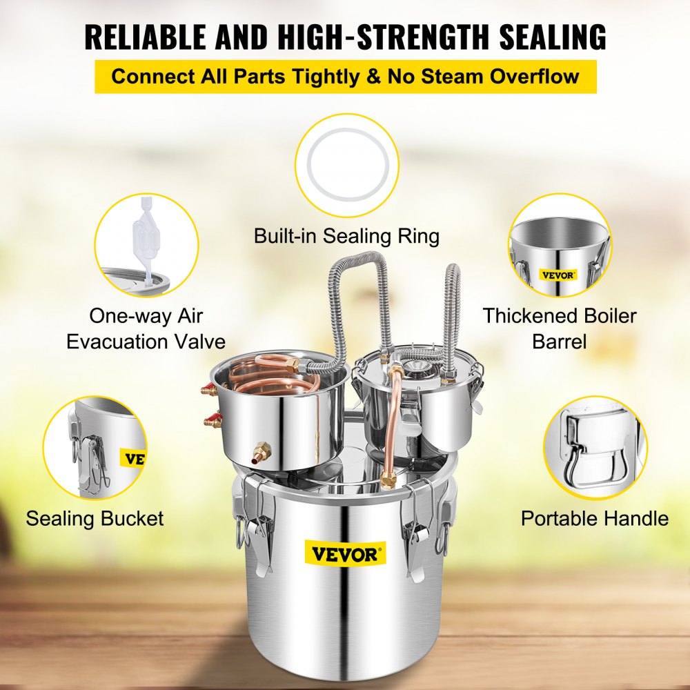 VV-DAD-50L - 13.2 Gal Stainless Steel Alcohol Distiller for Beginners & Experts