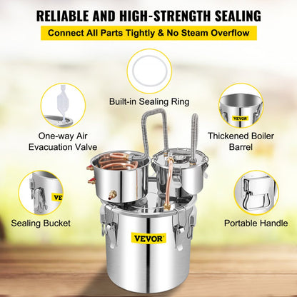 VV-DAD-50L - 13.2 Gal Stainless Steel Alcohol Distiller for Beginners & Experts