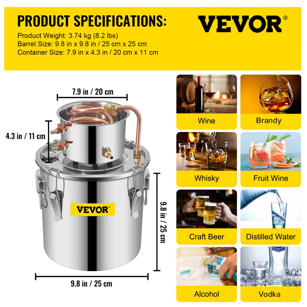 010845205189 - 3-Gallon VEVOR Distiller Kit for Beginners & Experts