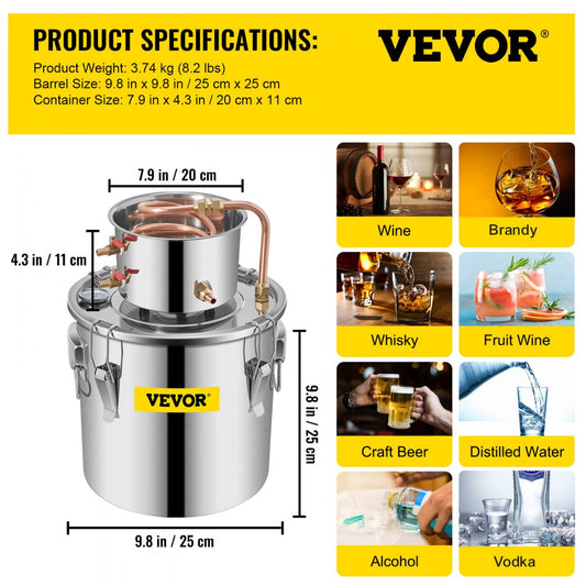 010845205189 - 3-Gallon VEVOR Distiller Kit for Beginners & Experts