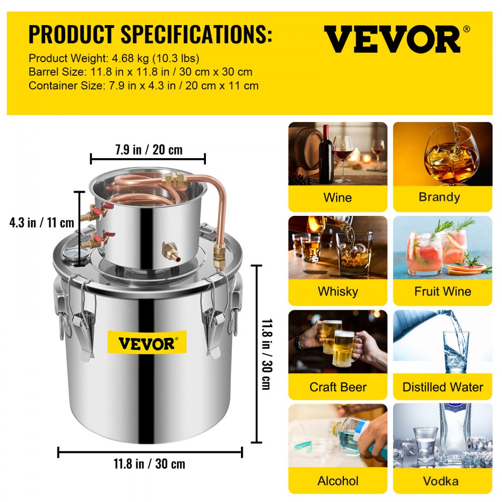 010882963800 - 5 Gal Alcohol Distillation Kit with Excellent Cooling Performance