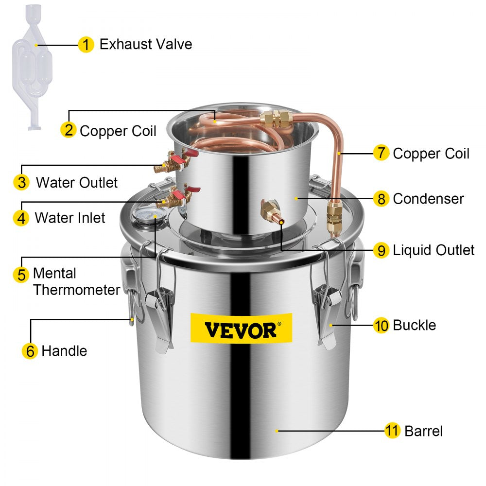 010882963800 - 5 Gal Alcohol Distillation Kit with Excellent Cooling Performance