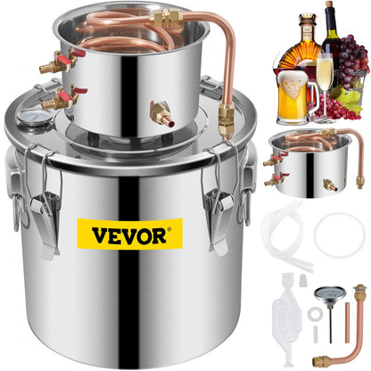 010199882322 - 5 Gallon Stainless Steel Alcohol Distiller with Copper Tube