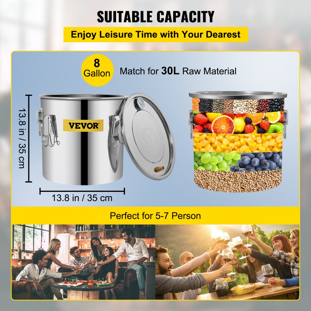 010328256831 - 9.6-Gal Stainless Steel Moonshine Still with Thermometer