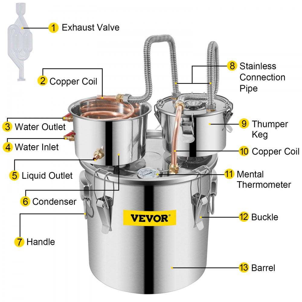 010887753019 - Professional Alcohol Distiller for Wine & Brandy with Cooling System