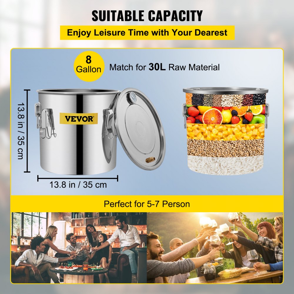 010245932055 - 8 Gal Stainless Steel Alcohol Distiller Kit for Home Brewing