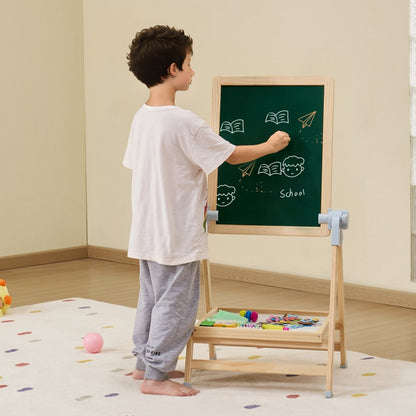 AC7812A - Adjustable 27-38" Double-Sided Wooden Art Easel for Kids