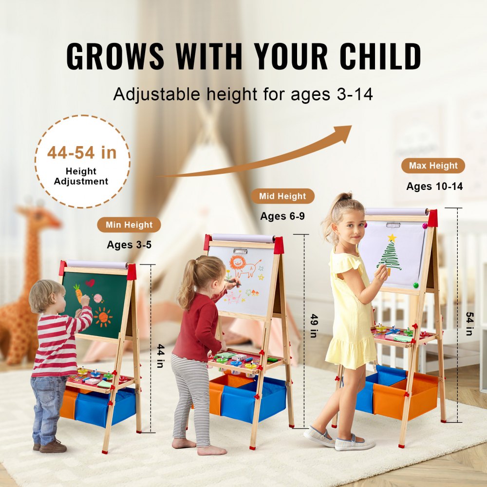 AC7811A - Double-Sided Adjustable Kids Art Easel for Creative Play