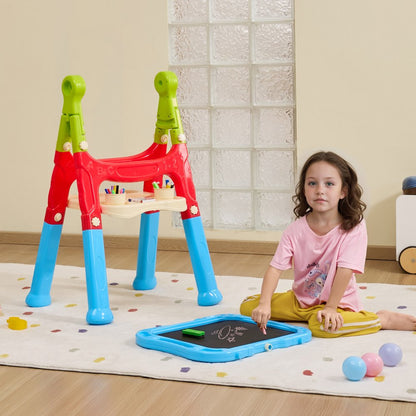 JY991303 - 2-in-1 Adjustable Kids Easel with Rotating Chalkboard and Whiteboard