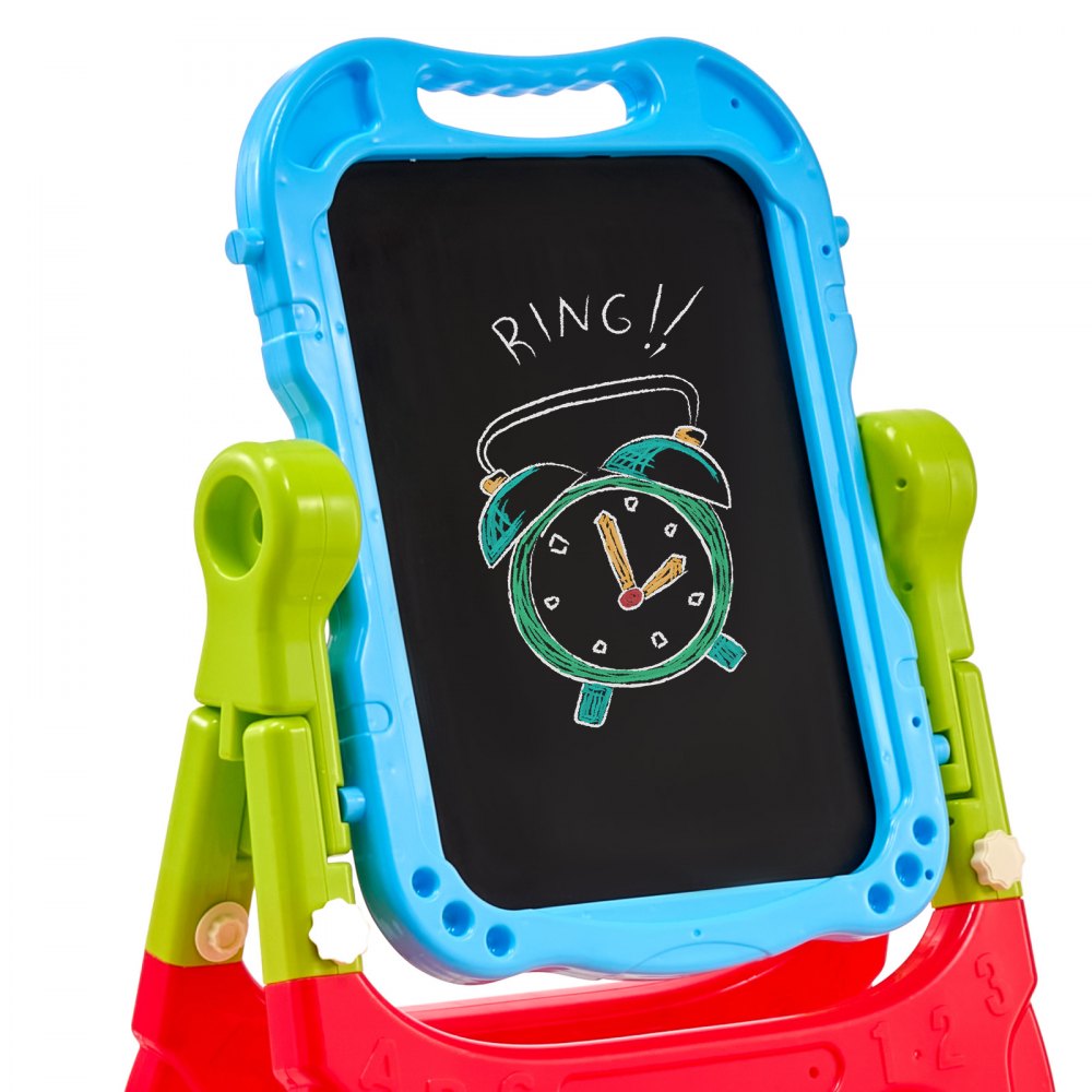 JY991303 - 2-in-1 Adjustable Kids Easel with Rotating Chalkboard and Whiteboard