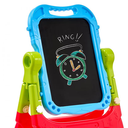 JY991303 - 2-in-1 Adjustable Kids Easel with Rotating Chalkboard and Whiteboard
