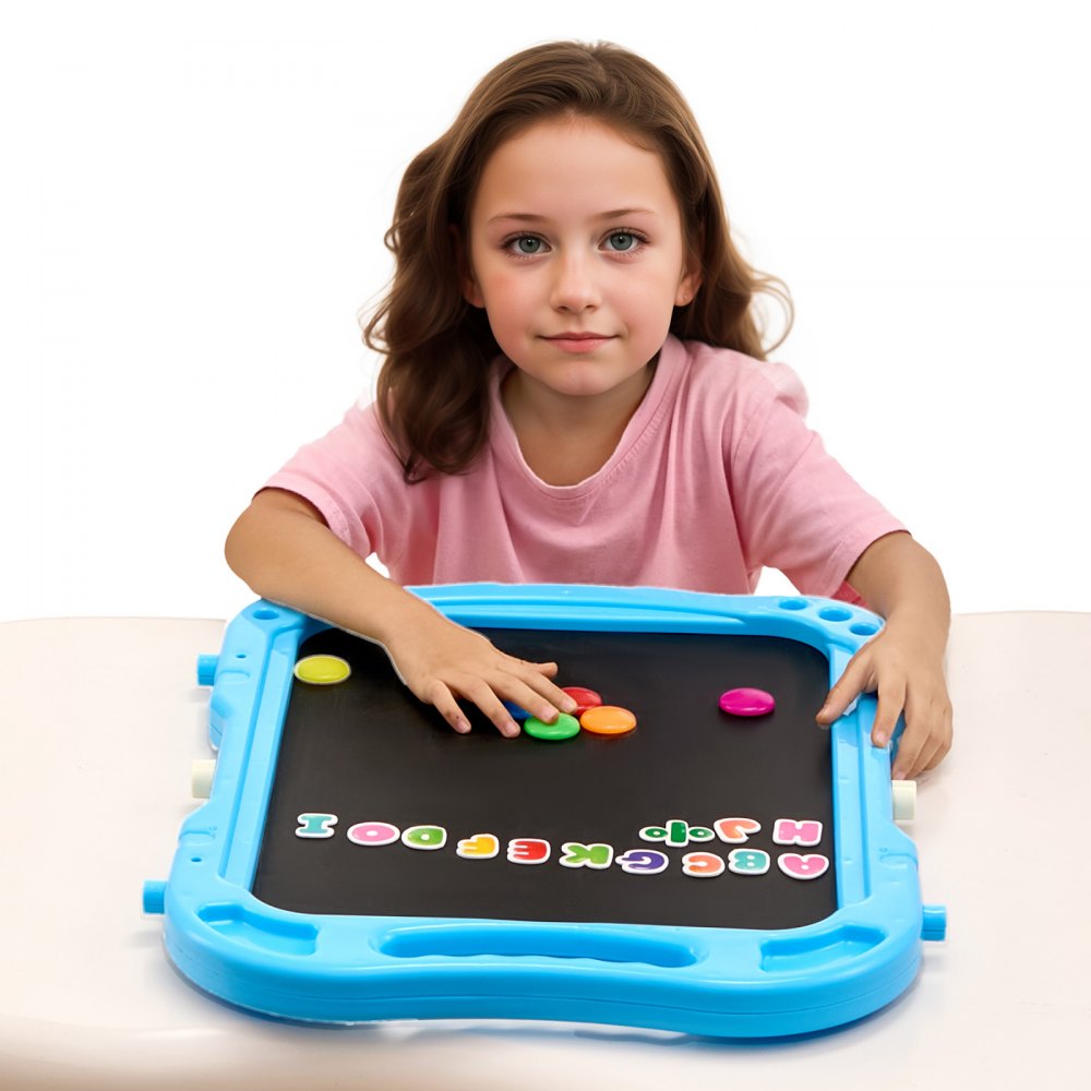 JY991303 - 2-in-1 Adjustable Kids Easel with Rotating Chalkboard and Whiteboard