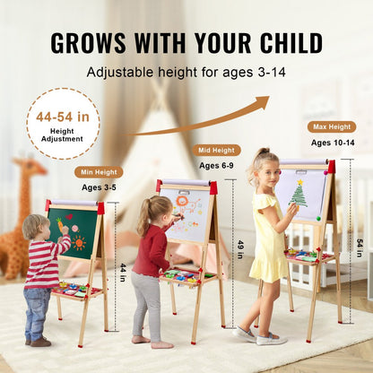 AC7810A - Adjustable 3-in-1 Kids Art Easel with Magnetic Surfaces