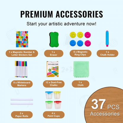 AC7810A - Adjustable 3-in-1 Kids Art Easel with Magnetic Surfaces