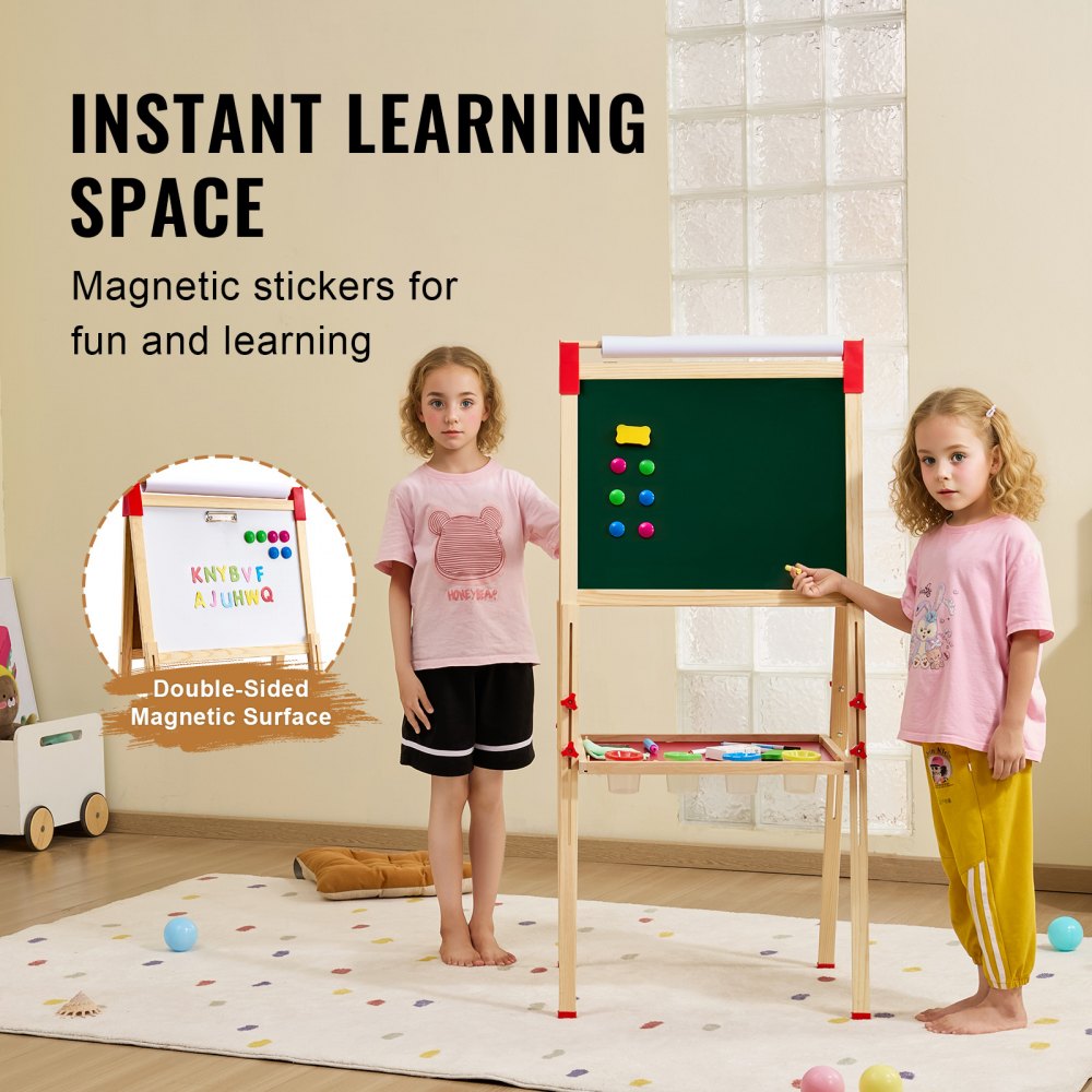 AC7810A - Adjustable 3-in-1 Kids Art Easel with Magnetic Surfaces
