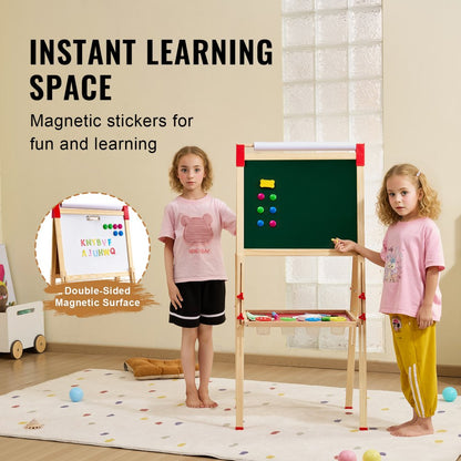 AC7810A - Adjustable 3-in-1 Kids Art Easel with Magnetic Surfaces