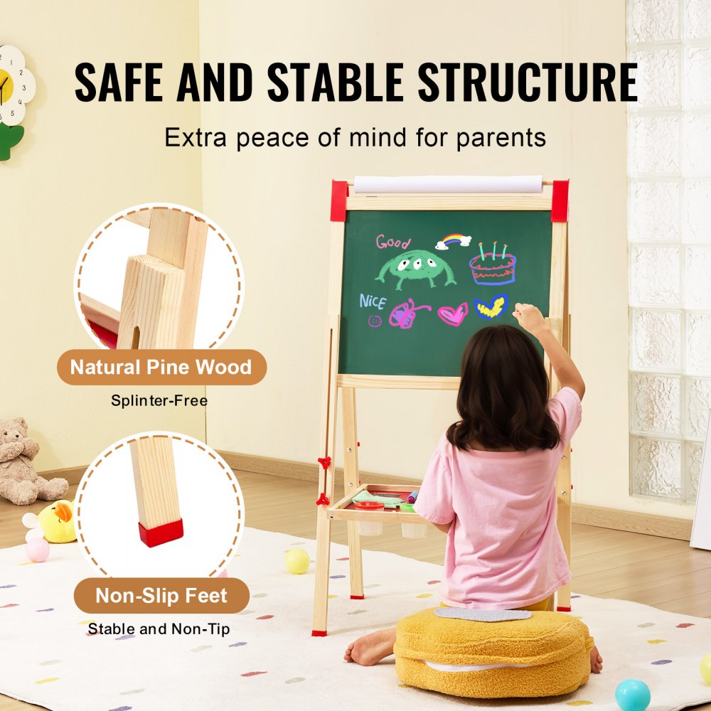 AC7810A - Adjustable 3-in-1 Kids Art Easel with Magnetic Surfaces