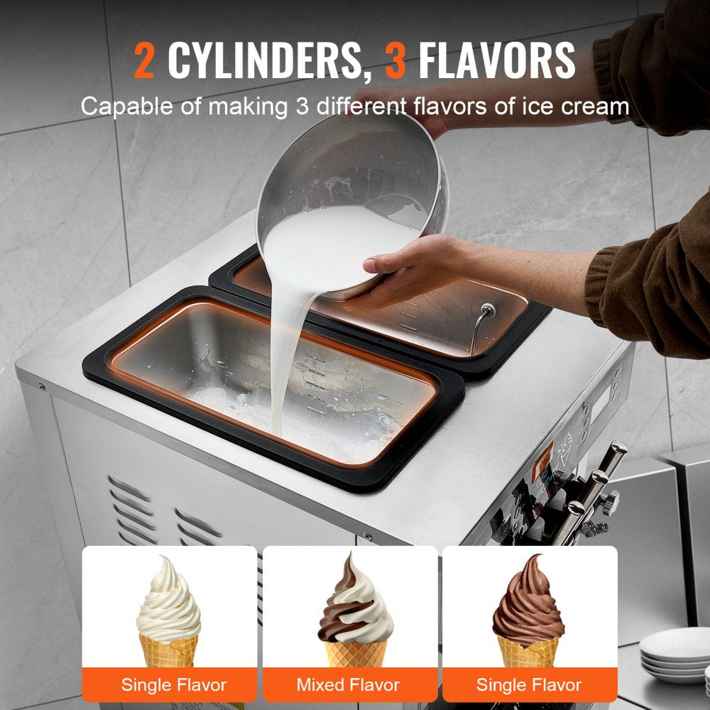 CK400PRO-A19 - VEVOR 34-44L/H Soft Serve Ice Cream Maker with Dual Compressors