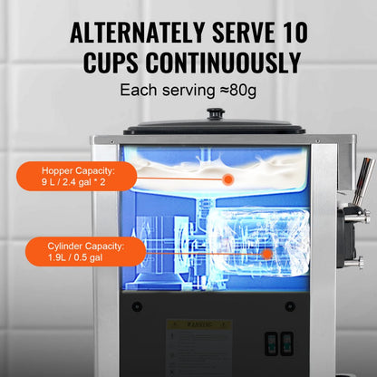 CK400PRO-A19 - VEVOR 34-44L/H Soft Serve Ice Cream Maker with Dual Compressors