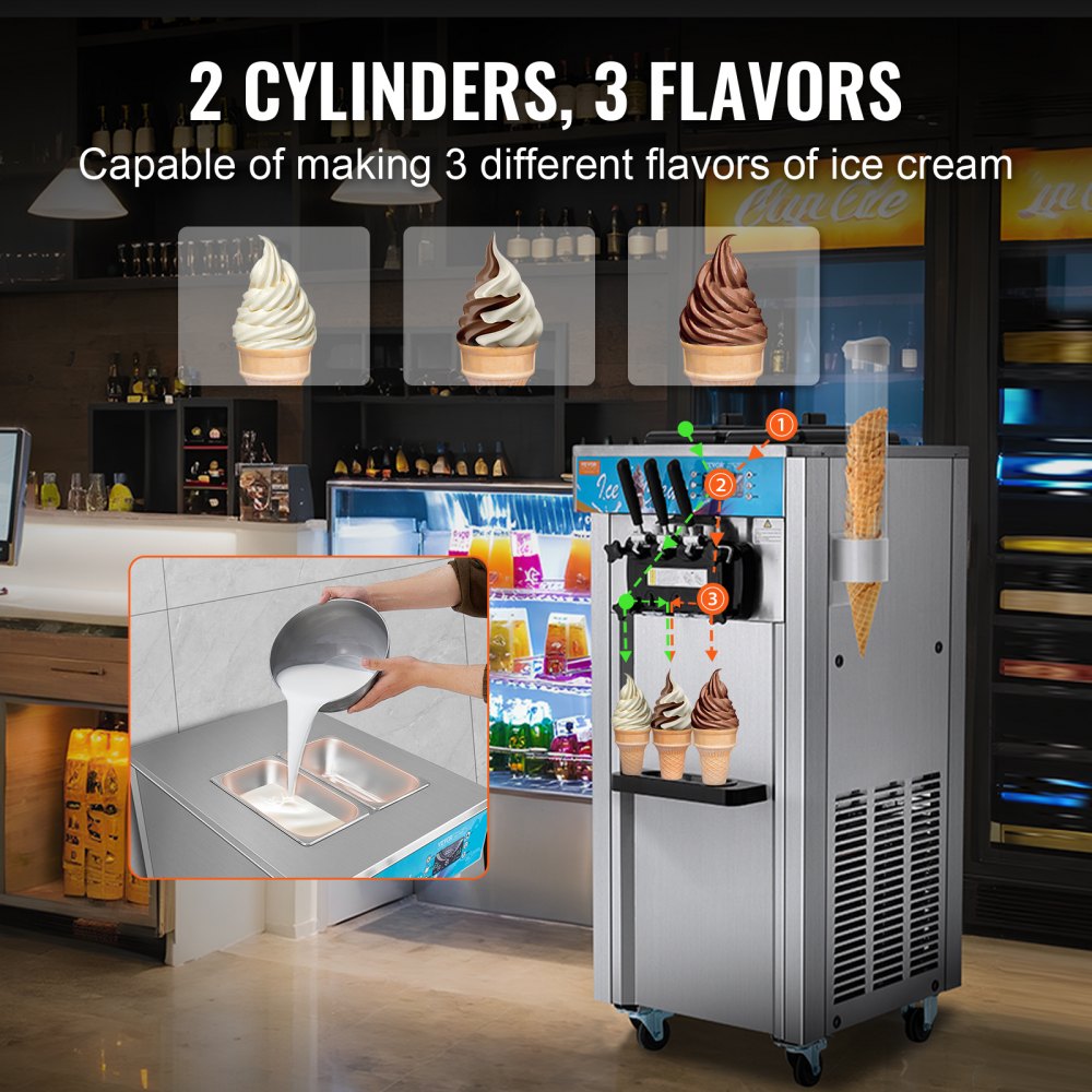 D425 - 21-31 L/H VEVOR 3-Flavor Soft Serve Ice Cream Machine