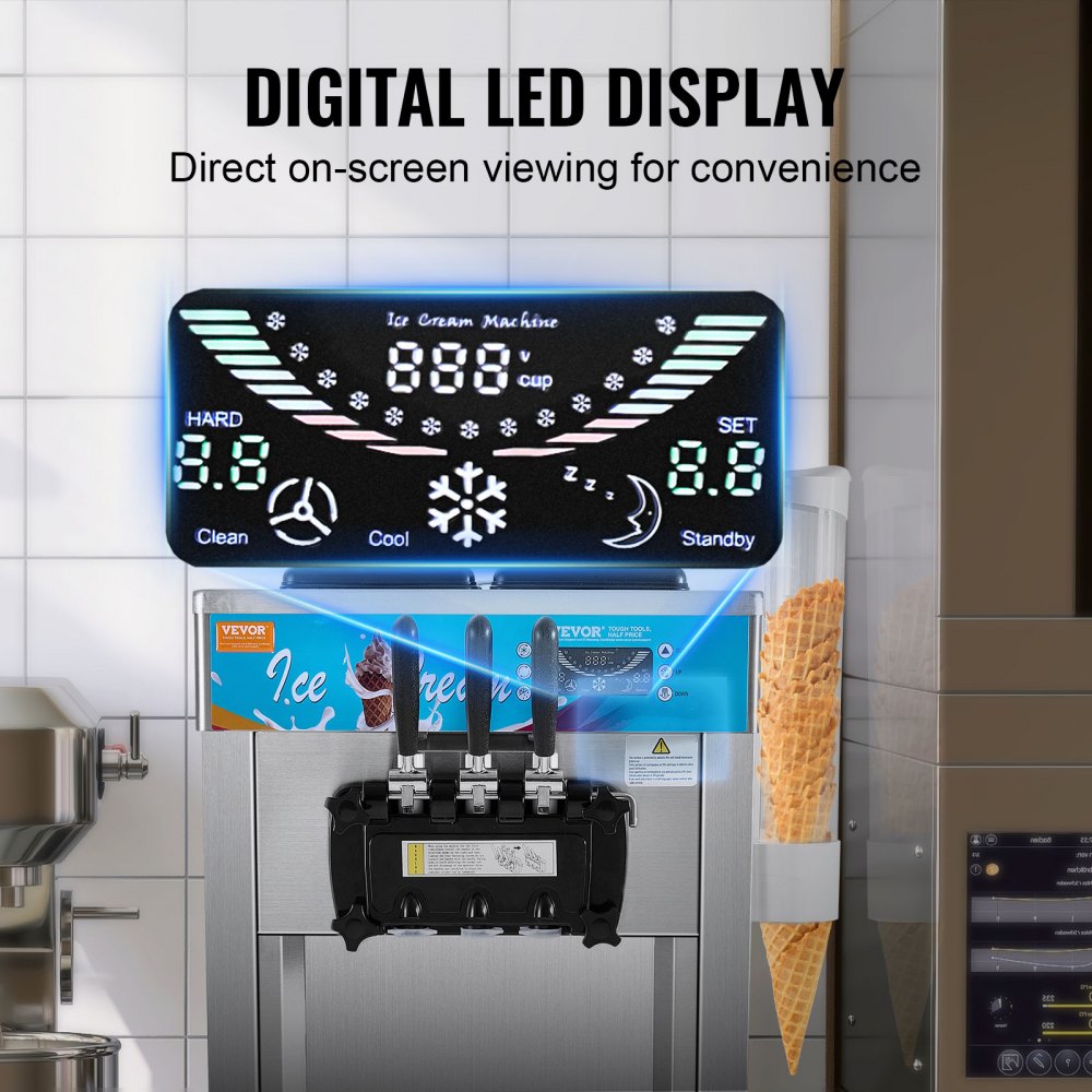 D425 - 21-31 L/H VEVOR 3-Flavor Soft Serve Ice Cream Machine