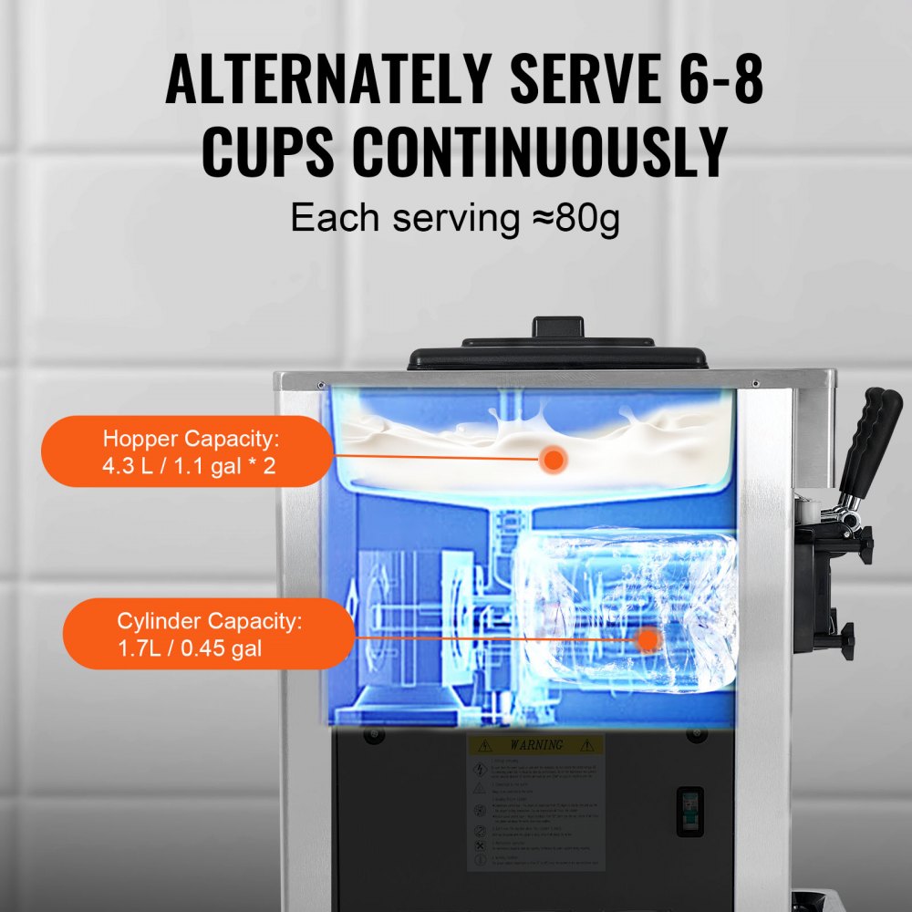 CKX300PRO-A19 - Efficient 3-Flavor Ice Cream Machine, 5.5-8.2 Gallons/Hour