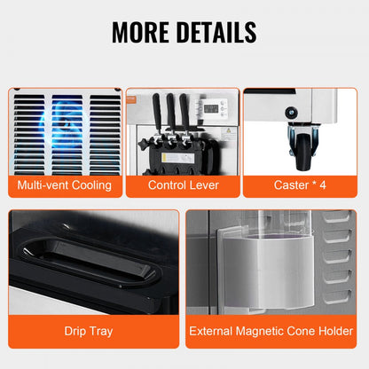 CKX300PRO-A19 - Efficient 3-Flavor Ice Cream Machine, 5.5-8.2 Gallons/Hour