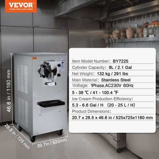 BY7225 - 8L VEVOR Ice Cream Machine with Rapid Cooling & Digital Control
