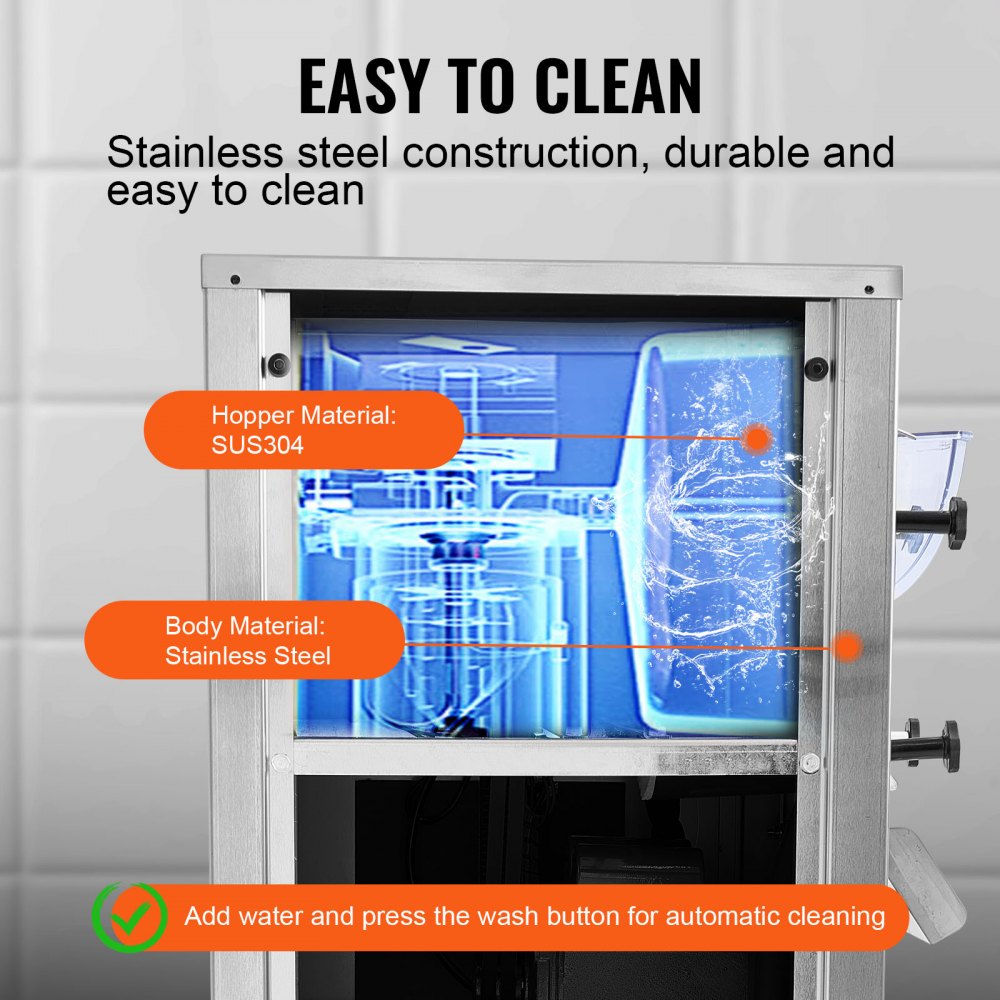 BQL-128YH - 6L Stainless Steel Ice Cream Maker, 18L/H, Custom Hardness