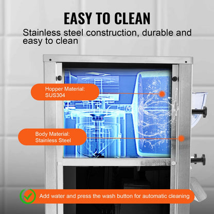 BQL-128YH - 6L Stainless Steel Ice Cream Maker, 18L/H, Custom Hardness