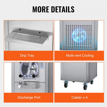 BQL-128YH - 6L Stainless Steel Ice Cream Maker, 18L/H, Custom Hardness