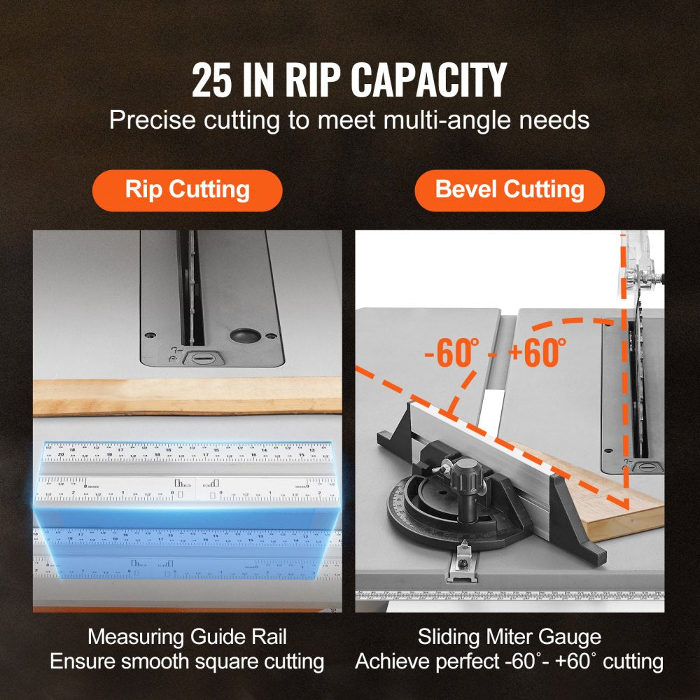 M1H-ZP5-254D-1 - VEVOR 10" Electric Table Saw with 15-Amp Motor