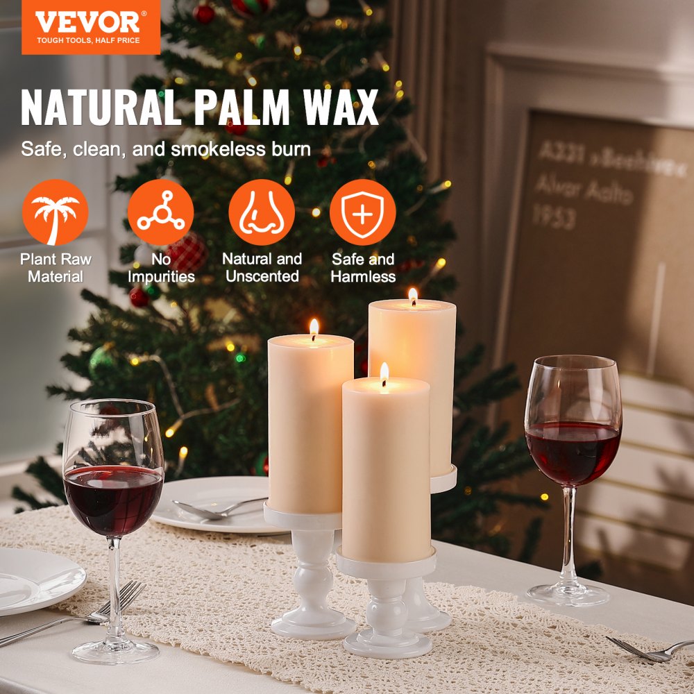 HA7515 - Set of 3 Unscented 3x6" Palm Wax Pillar Candles