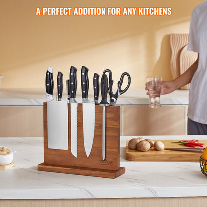 C113 - Double-Sided Acacia Magnetic Knife Block for Easy Organization