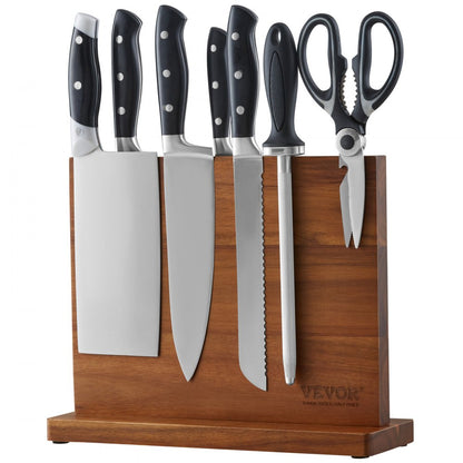 C113 - Double-Sided Acacia Magnetic Knife Block for Easy Organization