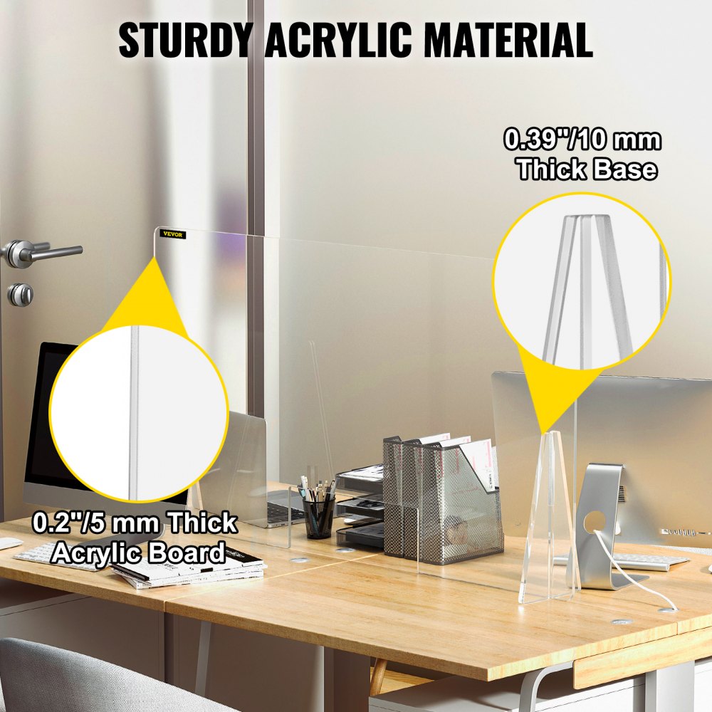 010857568769 - 23.6"x47.2" Acrylic Sneeze Guard for Countertops