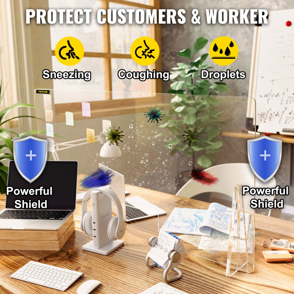 010857568769 - 23.6"x47.2" Acrylic Sneeze Guard for Countertops