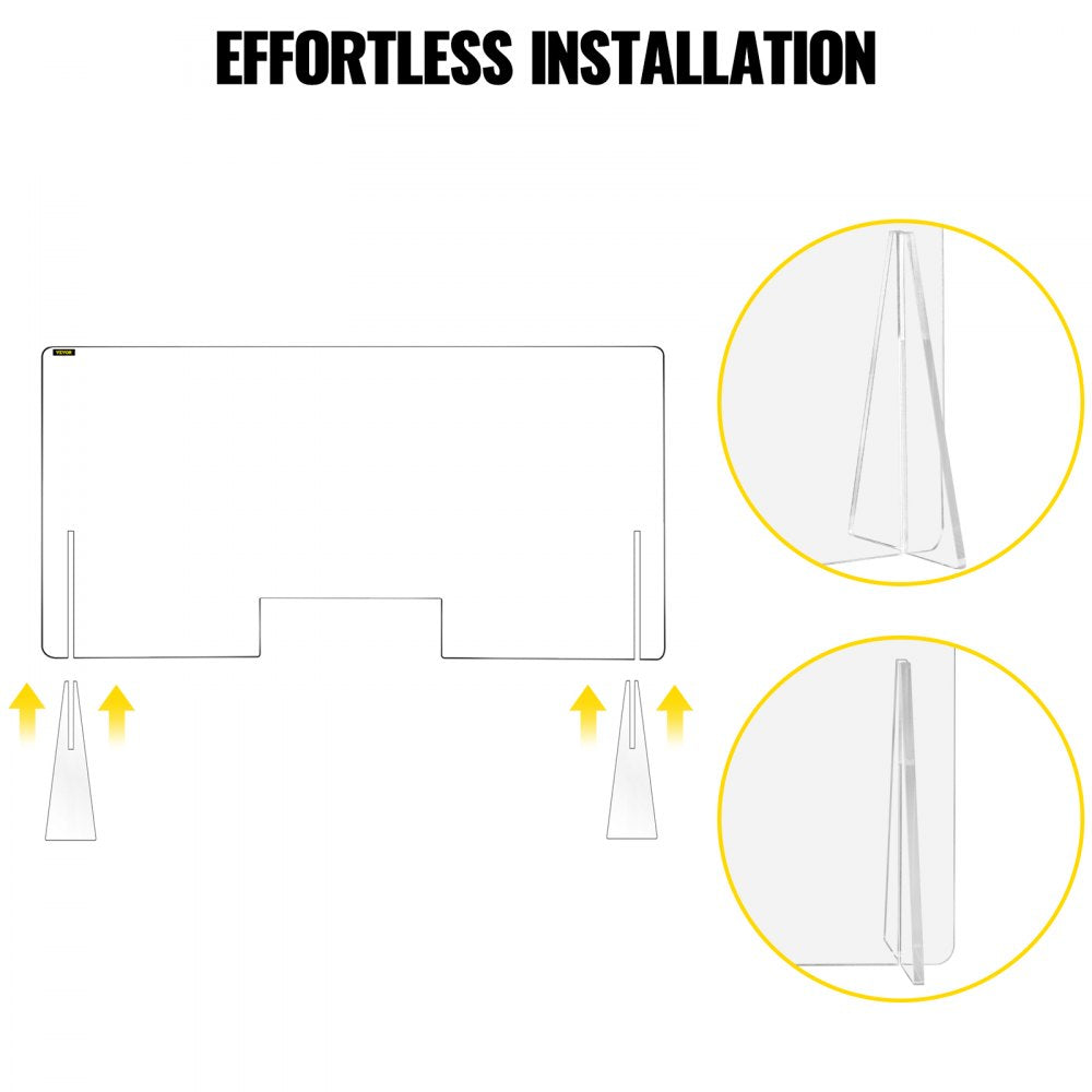010857568769 - 23.6"x47.2" Acrylic Sneeze Guard for Countertops